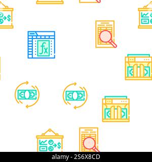 Accounting And Finance Vector Seamless Pattern Color Line Illustration. Accounting And Finance Vector Seamless Pattern Stock Vector