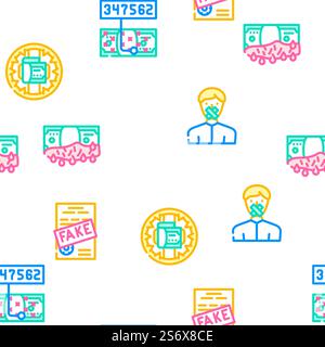 Corruption Problem Vector Seamless Pattern Color Line Illustration. Corruption Problem Vector Seamless Pattern Stock Vector
