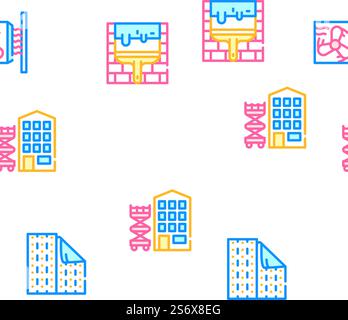 Home Renovation Repair Vector Seamless Pattern Color Line Illustration. Home Renovation Repair Vector Seamless Pattern Stock Vector