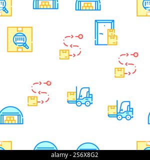 Logistics Service Vector Seamless Pattern Color Line Illustration. Logistics Service Vector Seamless Pattern Stock Vector