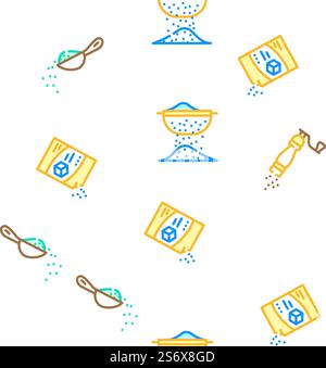 Cook Instruction For Prepare Food Vector Seamless Pattern Color Line Illustration. Cook Instruction For Prepare Food Icons Set Vector Stock Vector