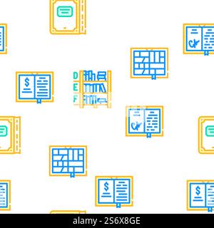 Book Library Shop Vector Seamless Pattern Color Line Illustration. Book Library Shop Vector Seamless Pattern Stock Vector