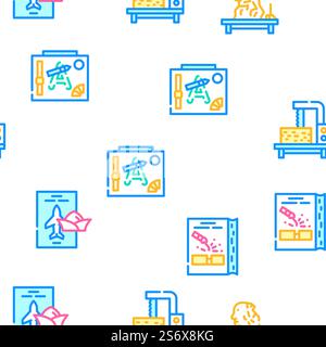 Vocational School Vector Seamless Pattern Color Line Illustration. Vocational School Vector Seamless Pattern Stock Vector