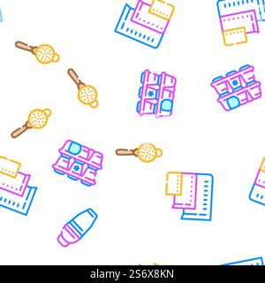 Bartender Accessory Vector Seamless Pattern Color Line Illustration. Bartender Accessory Vector Seamless Pattern Stock Vector