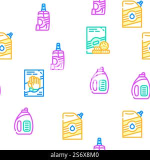 Detergent Washing Vector Seamless Pattern Color Line Illustration. Detergent Washing Vector Seamless Pattern Stock Vector
