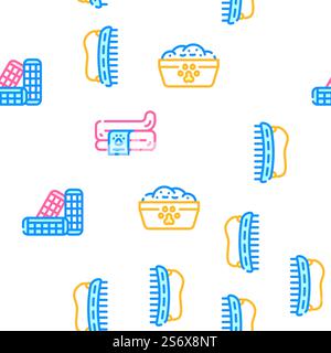 Groomer Pet Service Vector Seamless Pattern Color Line Illustration. Groomer Pet Service Vector Seamless Pattern Stock Vector