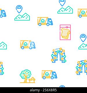 Catering Food Service Vector Seamless Pattern Color Line Illustration. Catering Food Service Vector Seamless Pattern Stock Vector
