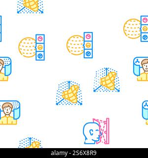 Vr Designer Occupation Vector Seamless Pattern Color Line Illustration. Vr Designer Occupation Vector Seamless Pattern Stock Vector