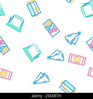 Tissue Paper And Napkin Package Vector Seamless Pattern Color Line Illustration. Tissue Paper And Napkin Package Icons Set Vector Stock Vector