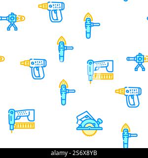 Tools For Building Vector Seamless Pattern Color Line Illustration. Tools For Building Vector Seamless Pattern Stock Vector