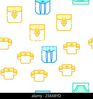 Patch Pocket Clothes Vector Seamless Pattern Color Line Illustration. Patch Pocket Clothes Vector Seamless Pattern Stock Vector