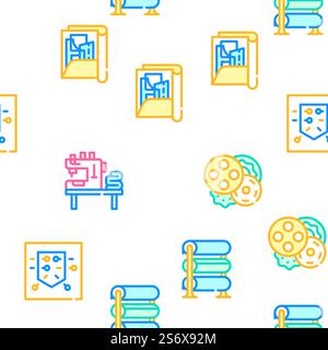 Sewing Craft Studio Collection Vector Seamless Pattern Color Line Illustration. Sewing Craft Studio Collection Icons Set Vector Stock Vector