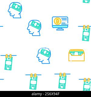 Corruption Problem Vector Seamless Pattern Color Line Illustration. Corruption Problem Vector Seamless Pattern Stock Vector