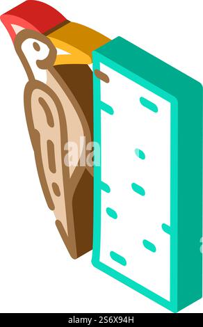 woodpecker bird isometric icon vector. woodpecker bird sign. isolated symbol illustration. woodpecker bird isometric icon vector illustration Stock Vector