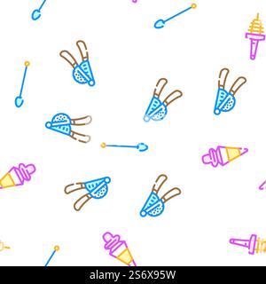 Bartender Accessory Vector Seamless Pattern Color Line Illustration. Bartender Accessory Vector Seamless Pattern Stock Vector
