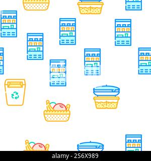 School Canteen Menu Vector Seamless Pattern Color Line Illustration. School Canteen Menu Vector Seamless Pattern Stock Vector