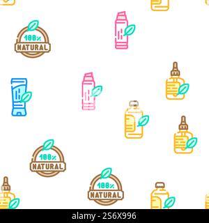 Organic Cosmetics Vector Seamless Pattern Color Line Illustration. Organic Cosmetics Vector Seamless Pattern Stock Vector