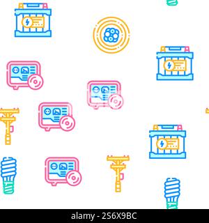 Energy Manufacturing Vector Seamless Pattern Color Line Illustration. Energy Manufacturing Vector Seamless Pattern Stock Vector
