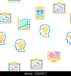 Startup Business Work Vector Seamless Pattern Color Line Illustration. Startup Business Work Vector Seamless Pattern Stock Vector