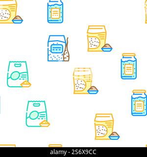 Gluten Free Products Vector Seamless Pattern Color Line Illustration. Gluten Free Products Vector Seamless Pattern Stock Vector
