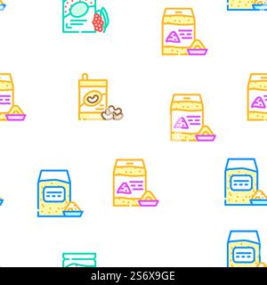 Gluten Free Products Vector Seamless Pattern Color Line Illustration. Gluten Free Products Vector Seamless Pattern Stock Vector