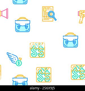 Startup Business Work Vector Seamless Pattern Color Line Illustration. Startup Business Work Vector Seamless Pattern Stock Vector