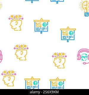 Startup Business Work Vector Seamless Pattern Color Line Illustration. Startup Business Work Vector Seamless Pattern Stock Vector