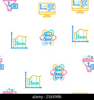 Data Science Innovate Technology Vector Seamless Pattern Color Line Illustration. Data Science Innovate Technology Icons Set Vector Stock Vector