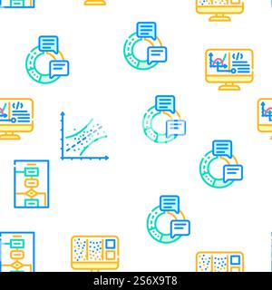 Data Science Innovate Technology Vector Seamless Pattern Color Line Illustration. Data Science Innovate Technology Icons Set Vector Stock Vector