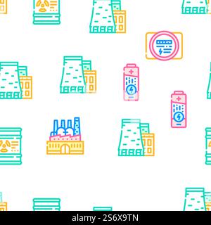 Energy Manufacturing Vector Seamless Pattern Color Line Illustration. Energy Manufacturing Vector Seamless Pattern Stock Vector