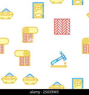 Renovation Home Repair Vector Seamless Pattern Color Line Illustration. Renovation Home Repair Vector Seamless Pattern Stock Vector
