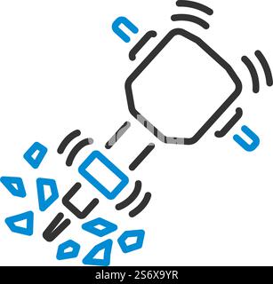 Icon Of Construction Jackhammer. Editable Bold Outline With Color Fill Design. Vector Illustration. Stock Vector