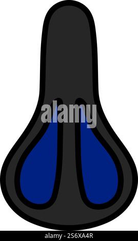 Bike Seat Icon Top View. Editable Bold Outline With Color Fill Design. Vector Illustration. Stock Vector