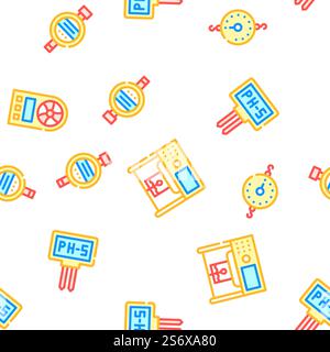 Measuring Equipment Collection Vector Seamless Pattern Color Line Illustration. Measuring Equipment Collection Icons Set isolated illustration Stock Vector