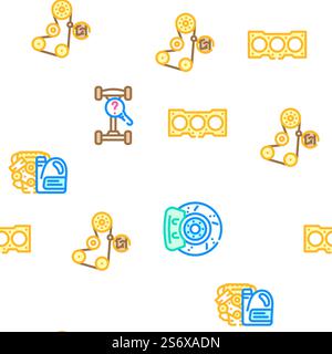 Car Service Technical Maintenance Vector Seamless Pattern Color Line Illustration. Car Service Technical Maintenance Icons Set Vector Stock Vector