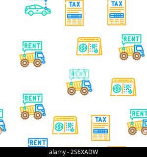 Passive Income Finance Earning Vector Seamless Pattern Color Line Illustration. Passive Income Finance Earning Icons Set Vector Stock Vector