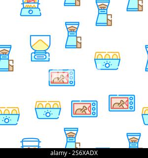 Kitchen Electronics Collection Vector Seamless Pattern Color Line Illustration. Kitchen Electronics Collection Icons Set Vector Illustrations Stock Vector