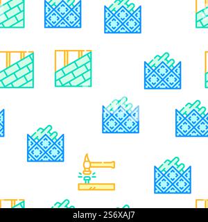 Home Repair Service Collection Vector Seamless Pattern Color Line Illustration. Home Repair Service Collection Icons Set Vector Stock Vector