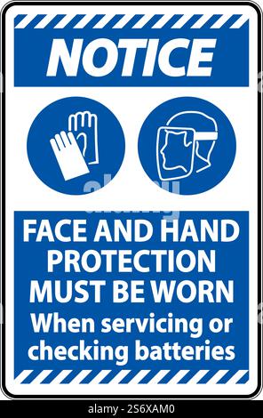 Notice When Servicing Batteries Sign On White Background Stock Vector