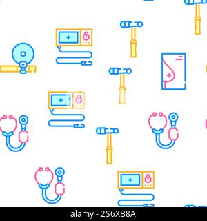 Medical Checkup Health Vector Seamless Pattern Color Line Illustration. Medical Checkup Health Vector Seamless Pattern Stock Vector
