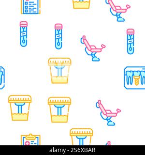 Medical Checkup Health Vector Seamless Pattern Color Line Illustration. Medical Checkup Health Vector Seamless Pattern Stock Vector