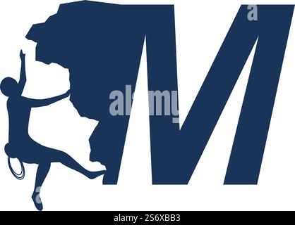 Rock climber logo with alphabet vector flat design Stock Vector