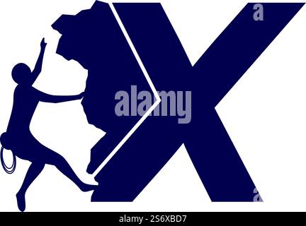 Rock climber logo with alphabet vector flat design Stock Vector