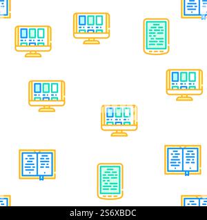 Book Library Shop Vector Seamless Pattern Color Line Illustration. Book Library Shop Vector Seamless Pattern Stock Vector
