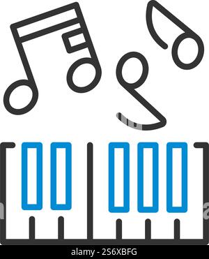 Icon Of Piano Keyboard. Editable Bold Outline With Color Fill Design. Vector Illustration. Stock Vector