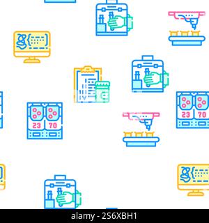 Vaccine Production Vector Seamless Pattern Color Line Illustration. Vaccine Production Vector Seamless Pattern Stock Vector