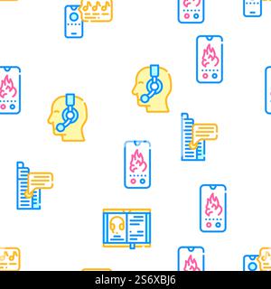 Call Center Service Vector Seamless Pattern Color Line Illustration. Call Center Service Vector Seamless Pattern Stock Vector