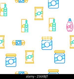 Package For Product Vector Seamless Pattern Color Line Illustration. Package For Product Vector Seamless Pattern Stock Vector