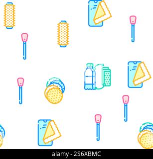 Microfiber For Clean Vector Seamless Pattern Color Line Illustration. Microfiber For Clean Vector Seamless Pattern Stock Vector