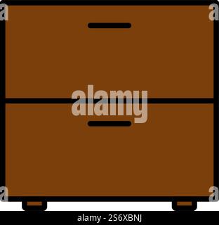 Bedroom Nightstand Icon. Editable Bold Outline With Color Fill Design. Vector Illustration. Stock Vector